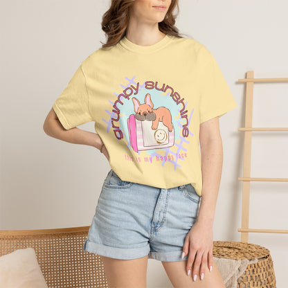 "Grumpy Sunshine" Puppy Graphic Tee (This Is My 'Happy' Face) — Comfort Colors® 1717 Tee