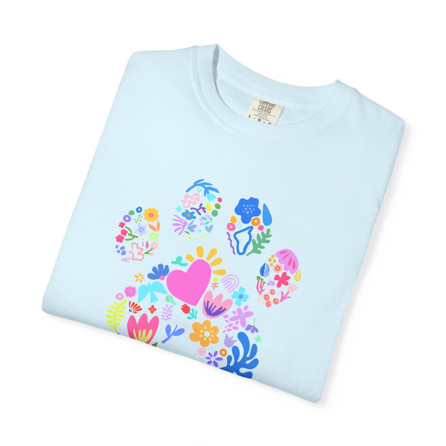 Cat Mom Floral Paw T-Shirt — Cute Colorful Cat Mom Tee