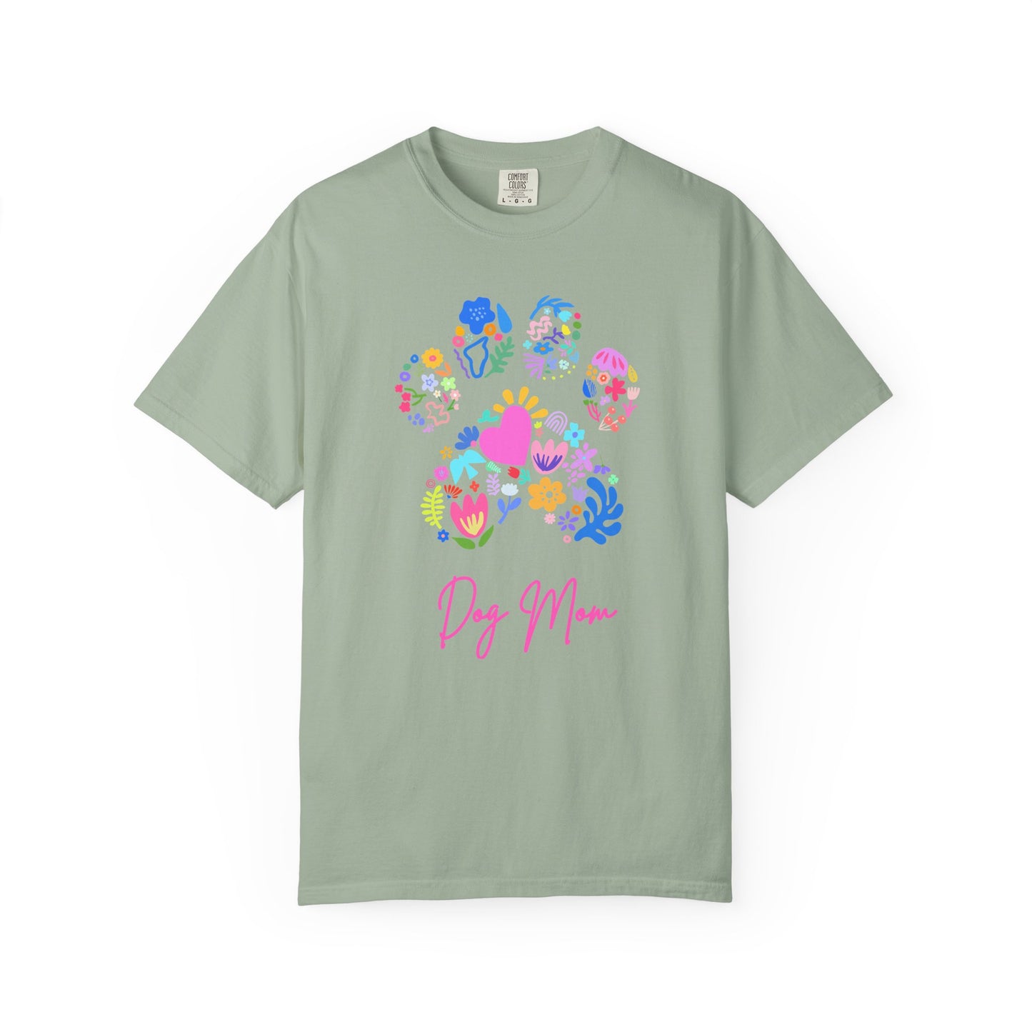 Dog Mom Floral Paw T-Shirt — Cute Veterinary & Pet Lover Gift