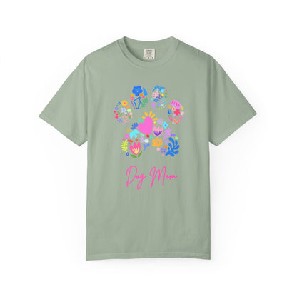 Dog Mom Floral Paw T-Shirt — Cute Veterinary & Pet Lover Gift