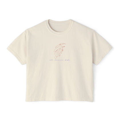 All American Babe Hand Drawn Cowgirl, Comfort Colors Women's Boxy Tee