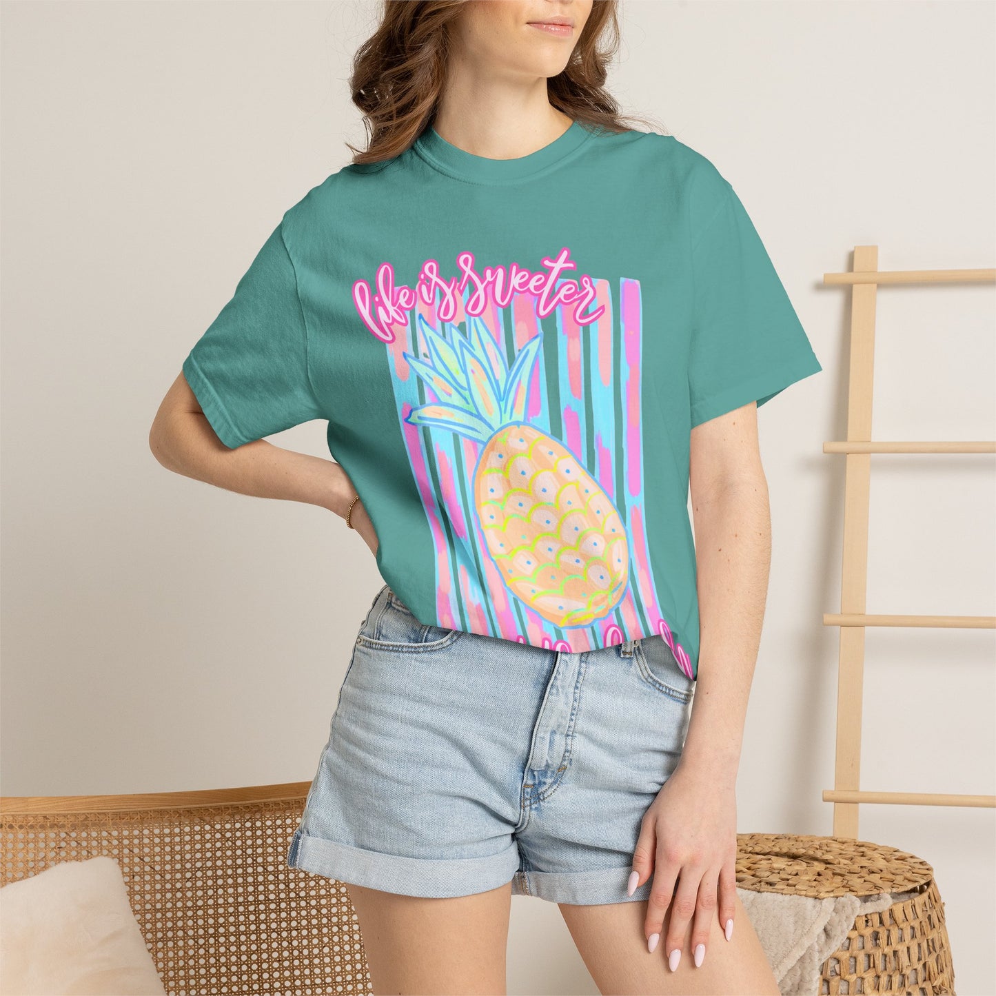 Pineapple at the Beach T-Shirt — Pastel Summer Graphic Tee