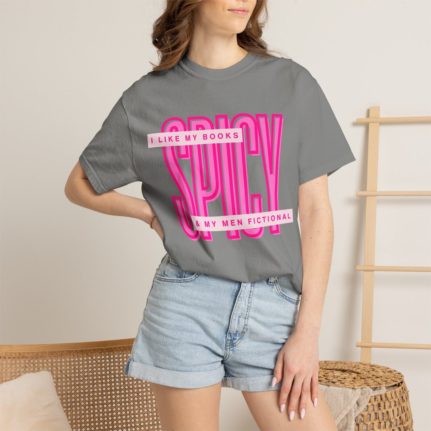 Spicy Book Lover T-Shirt — “I Like My Books Spicy & My Men Fictional” Graphic Tee