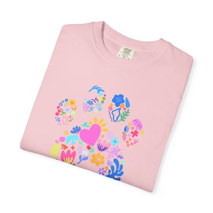 Cat Mom Floral Paw T-Shirt — Cute Colorful Cat Mom Tee