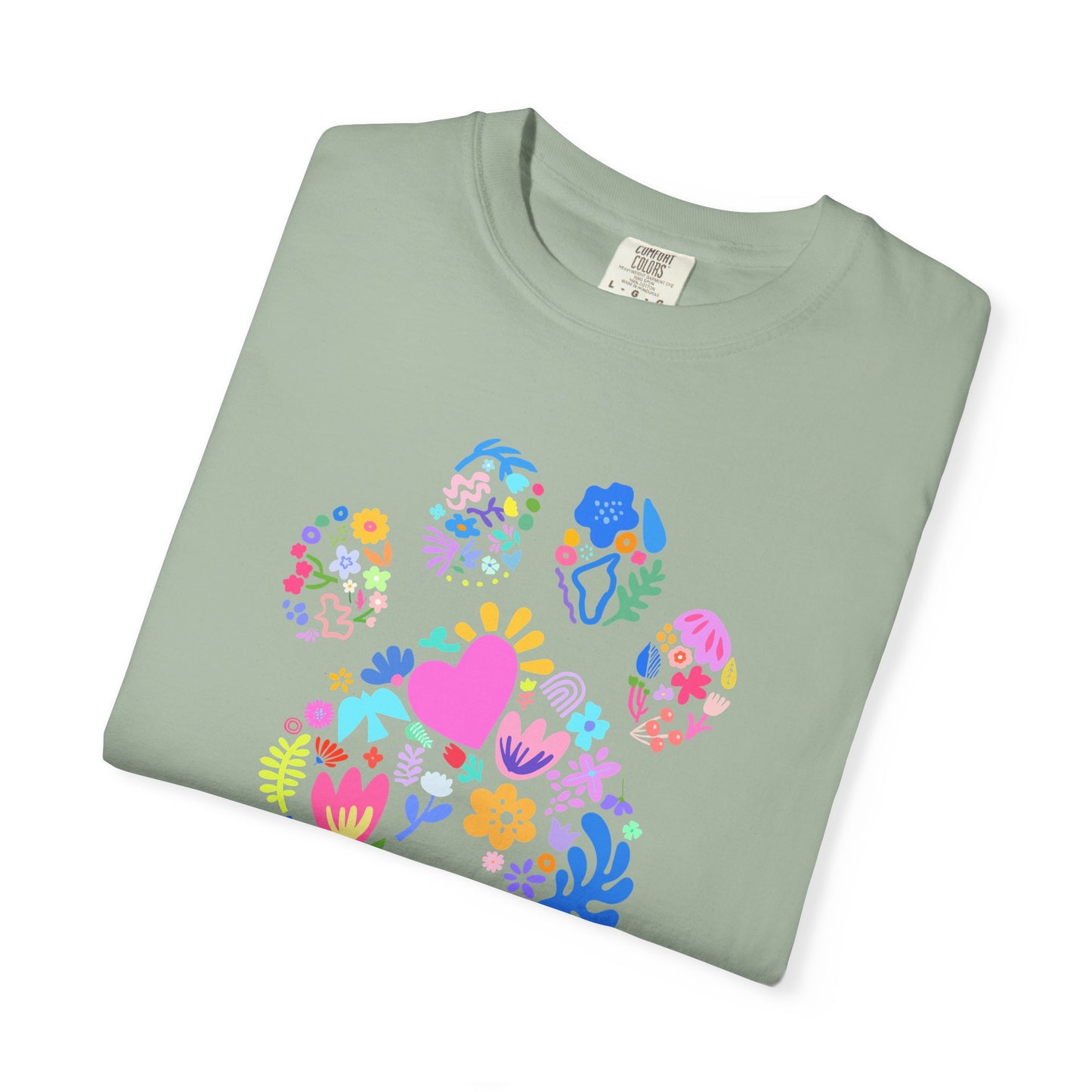 Cat Mom Floral Paw T-Shirt — Cute Colorful Cat Mom Tee