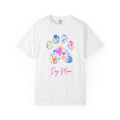 Dog Mom Floral Paw T-Shirt — Cute Veterinary & Pet Lover Gift