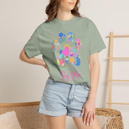 Dog Mom Floral Paw T-Shirt — Cute Veterinary & Pet Lover Gift