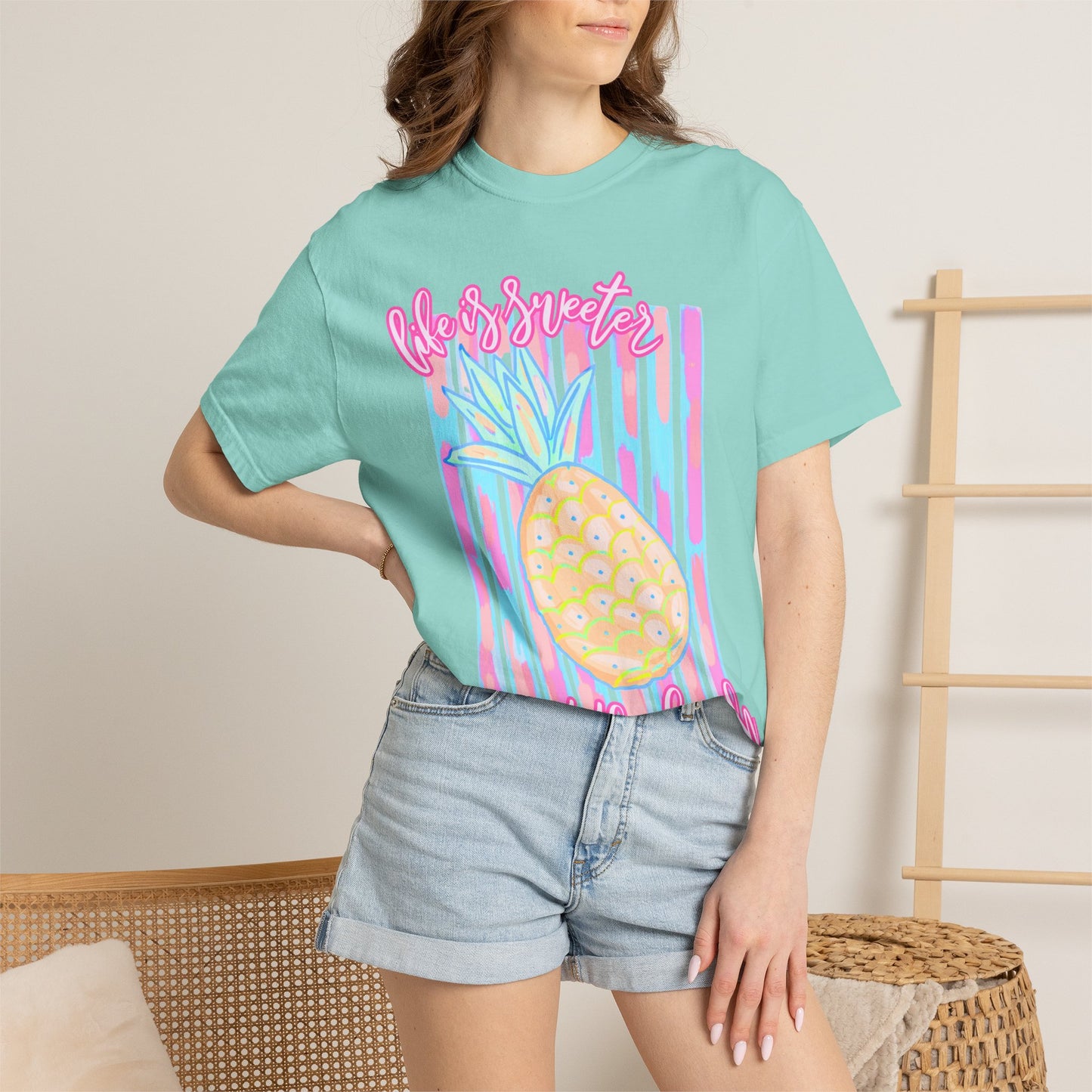 Pineapple at the Beach T-Shirt — Pastel Summer Graphic Tee
