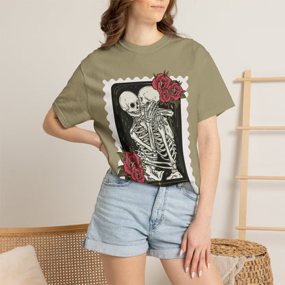 T-Shirt — 'The Fated Lovers' Skeleton Kiss Graphic Tee
