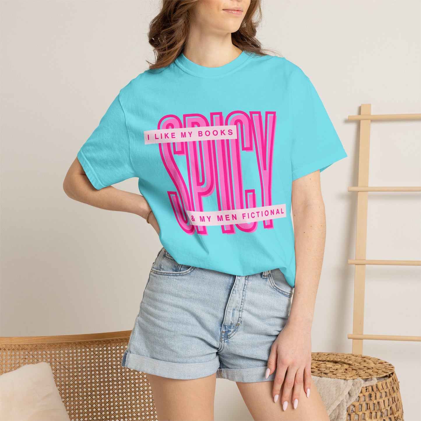 Spicy Book Lover T-Shirt — “I Like My Books Spicy & My Men Fictional” Graphic Tee