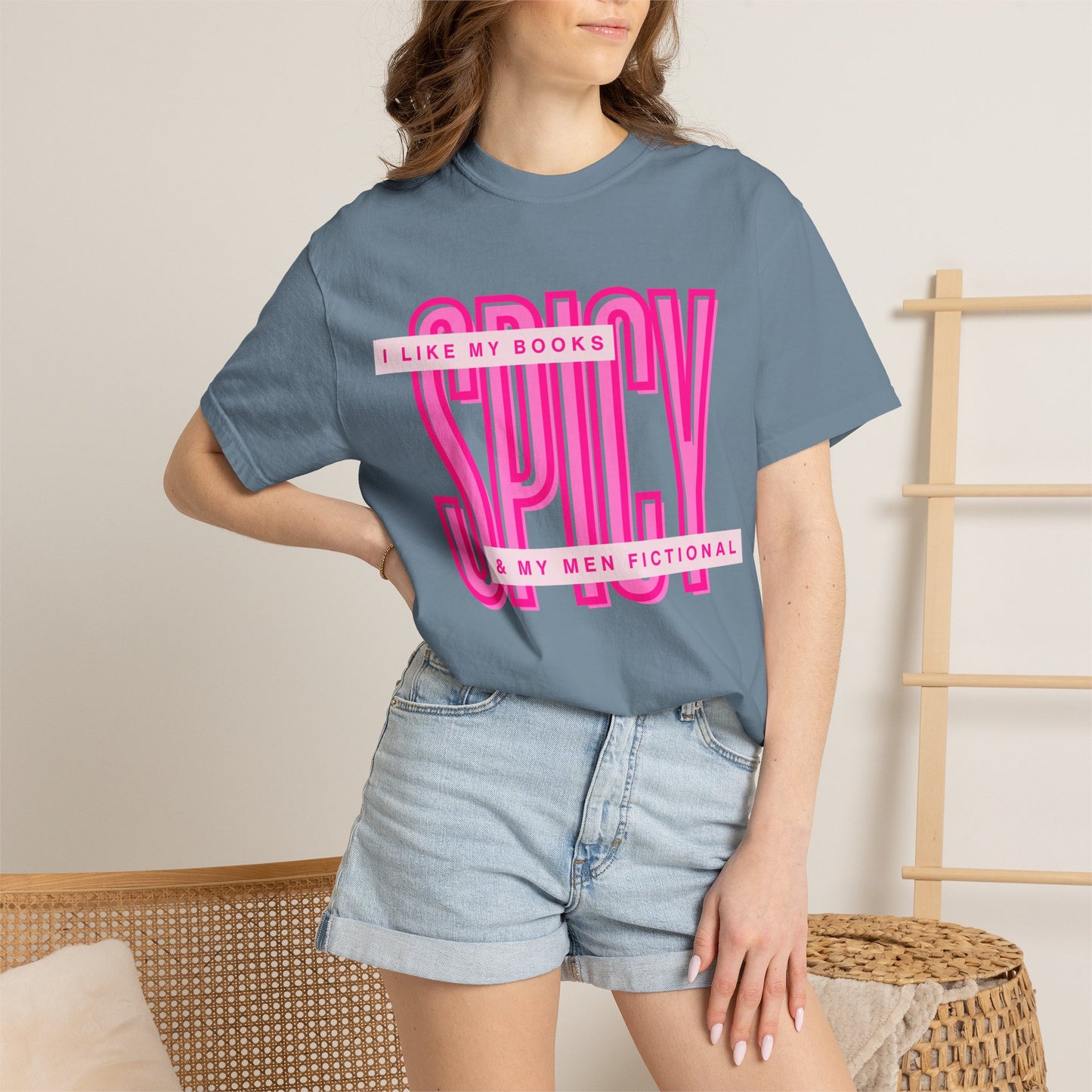 Spicy Book Lover T-Shirt — “I Like My Books Spicy & My Men Fictional” Graphic Tee