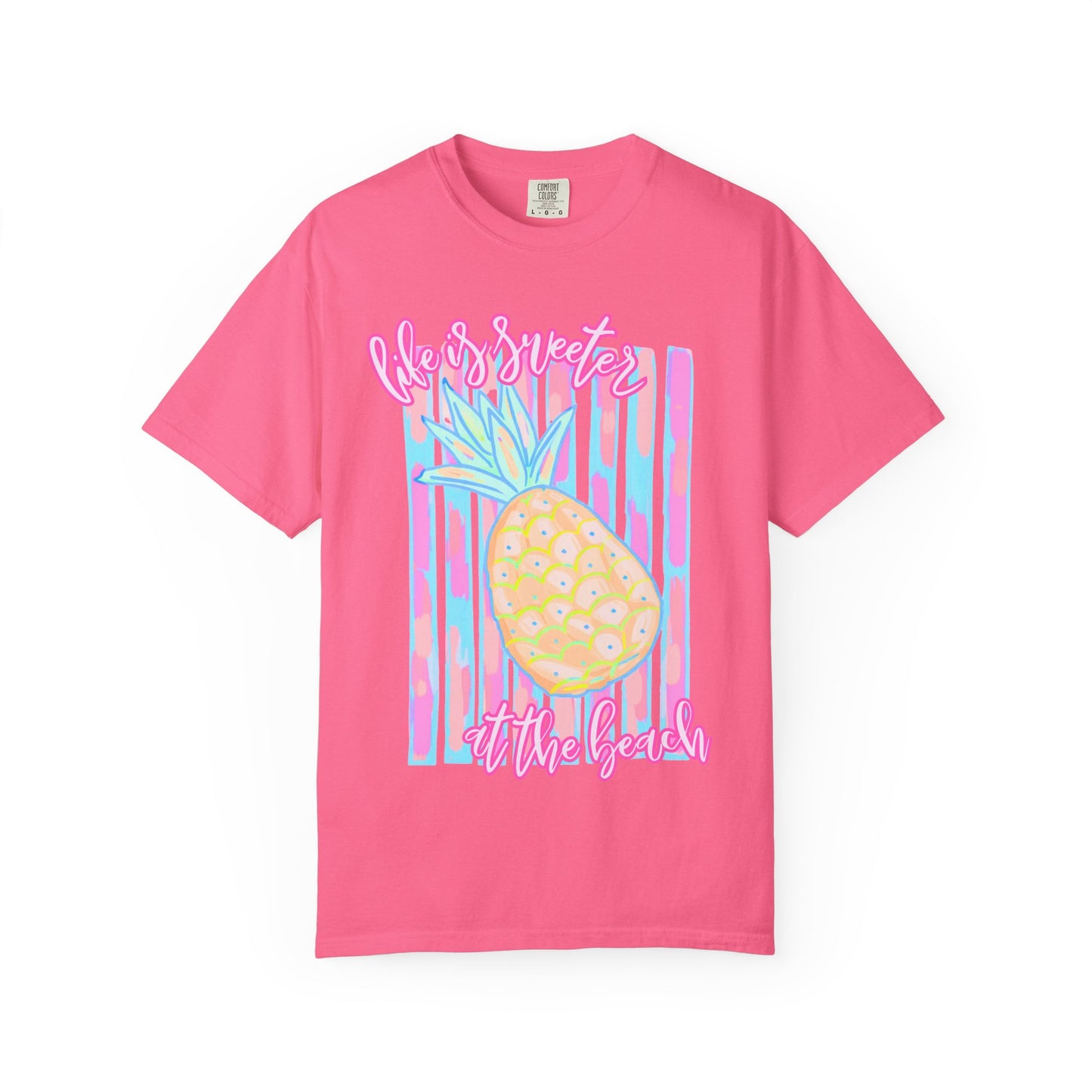 Pineapple at the Beach T-Shirt — Pastel Summer Graphic Tee