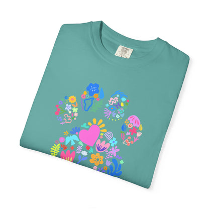 Dog Mom Floral Paw T-Shirt — Cute Veterinary & Pet Lover Gift
