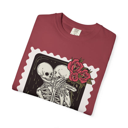 T-Shirt — 'The Fated Lovers' Skeleton Kiss Graphic Tee