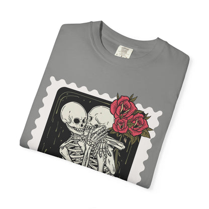 T-Shirt — 'The Fated Lovers' Skeleton Kiss Graphic Tee