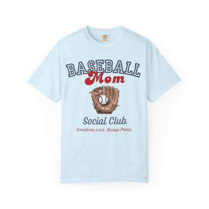 Baseball Mom Social Club T-Shirt — Vintage Glove Design