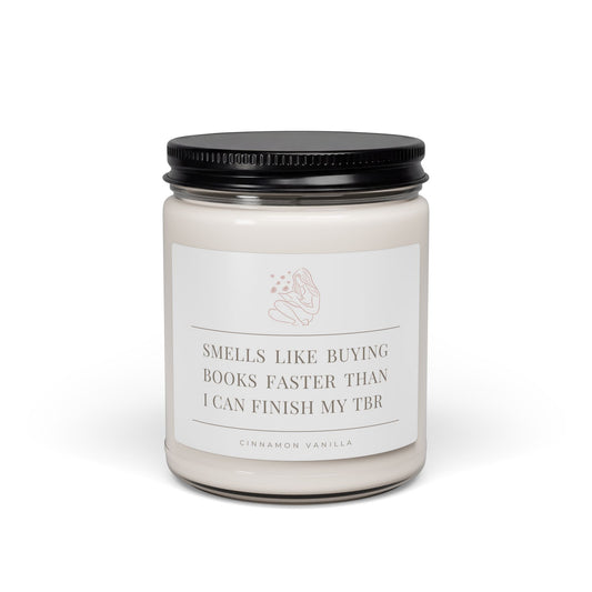 Book Lover Soy Candle — “Smells Like Buying Books Faster Than I Can Finish My TBR” (Varied Scents, 9 oz)