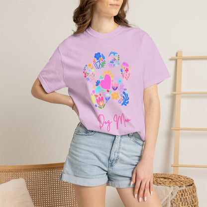 Dog Mom Floral Paw T-Shirt — Cute Veterinary & Pet Lover Gift