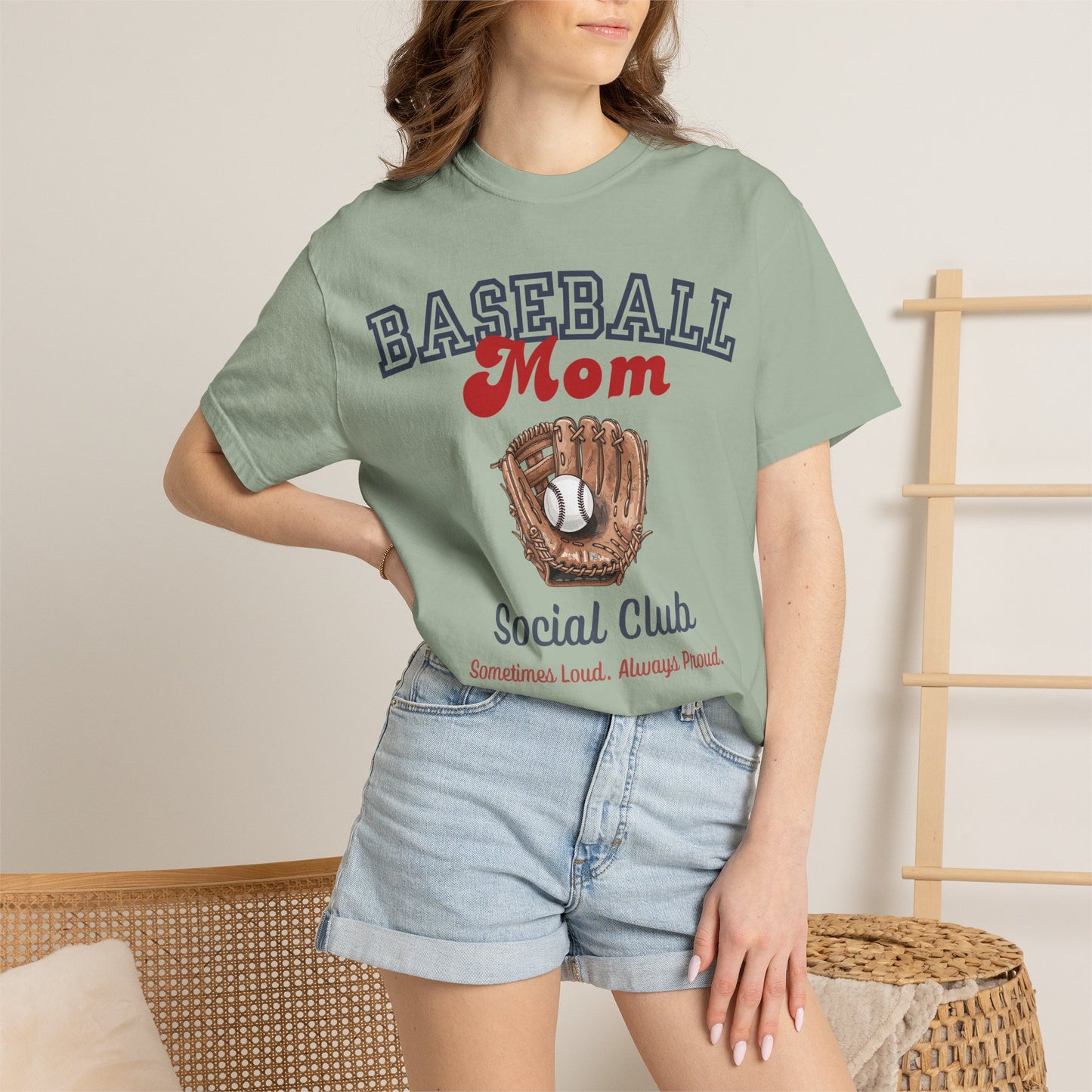 Baseball Mom Social Club T-Shirt — Vintage Glove Design