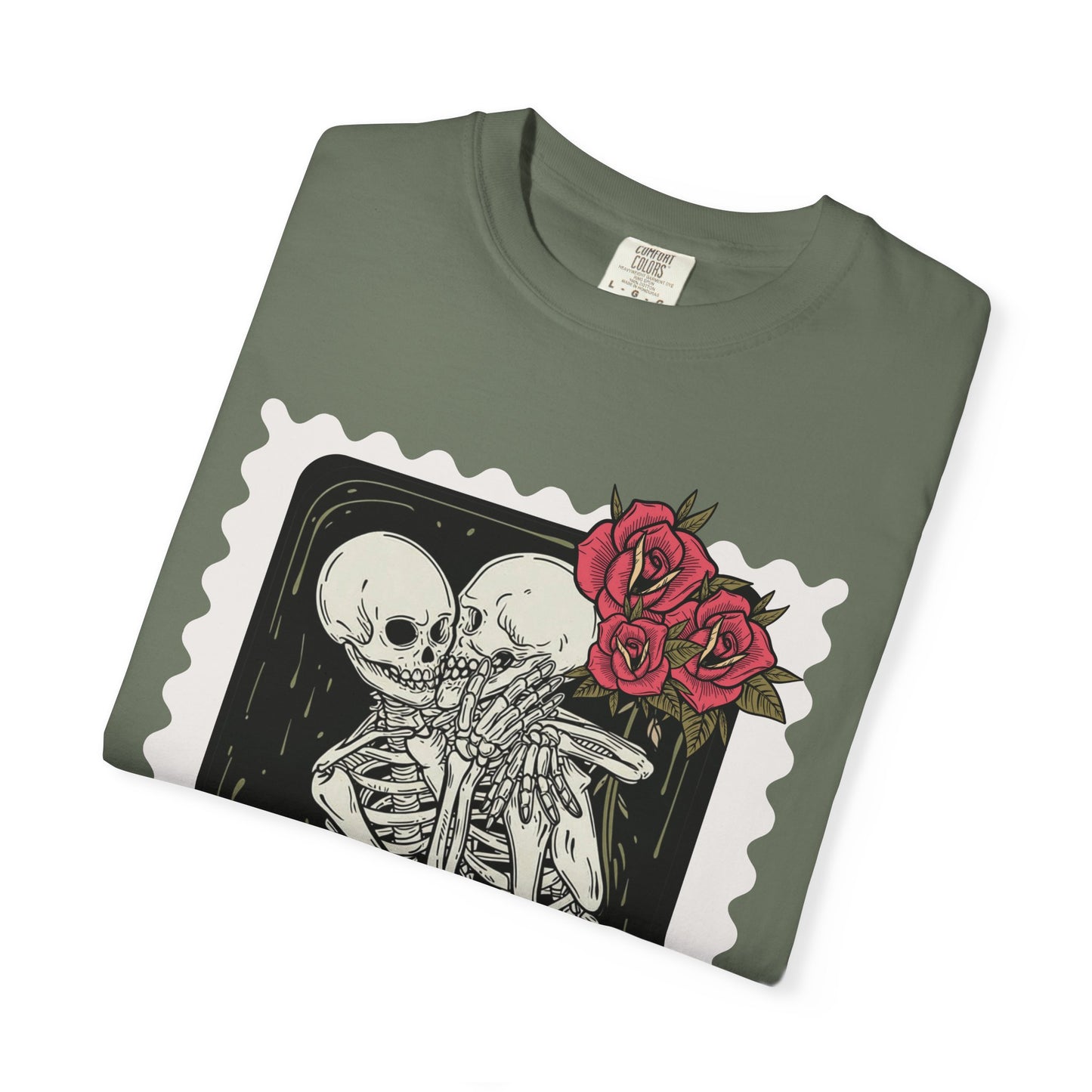 T-Shirt — 'The Fated Lovers' Skeleton Kiss Graphic Tee