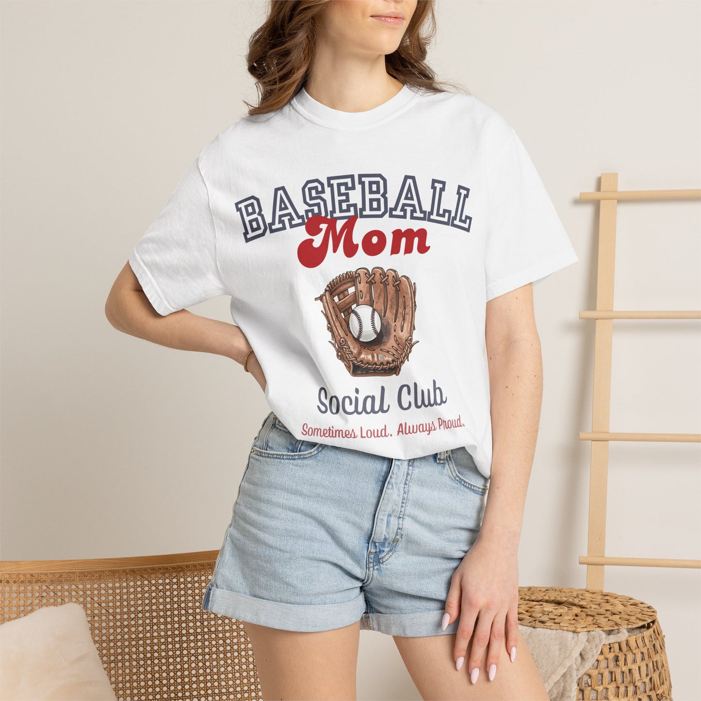 Baseball Mom Social Club T-Shirt — Vintage Glove Design