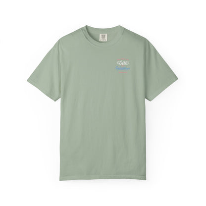 Surf Vibes Graphic T-Shirt — 'Waves, Free' Tricolor Chest & Back Design