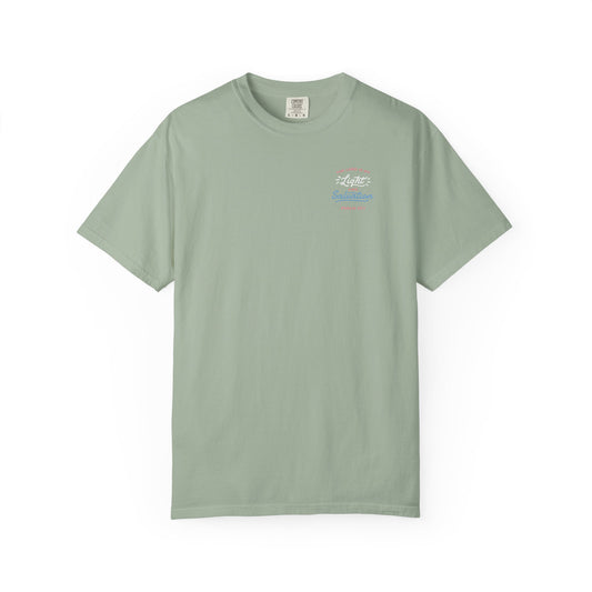 Surf Vibes Graphic T-Shirt — 'Waves, Free' Tricolor Chest & Back Design