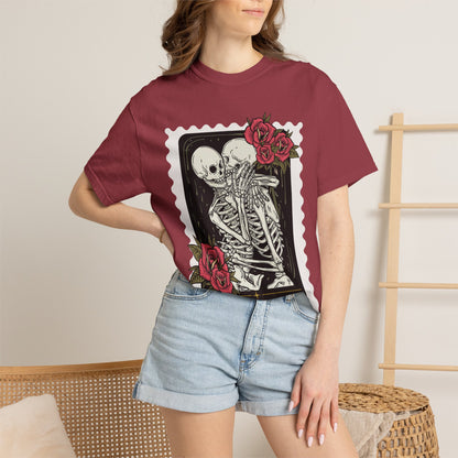 T-Shirt — 'The Fated Lovers' Skeleton Kiss Graphic Tee
