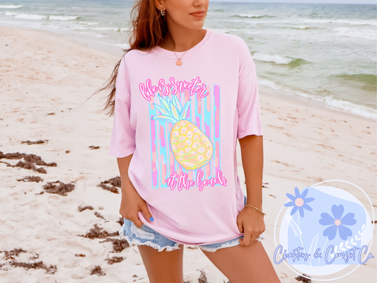 Pineapple at the Beach T-Shirt — Pastel Summer Graphic Tee