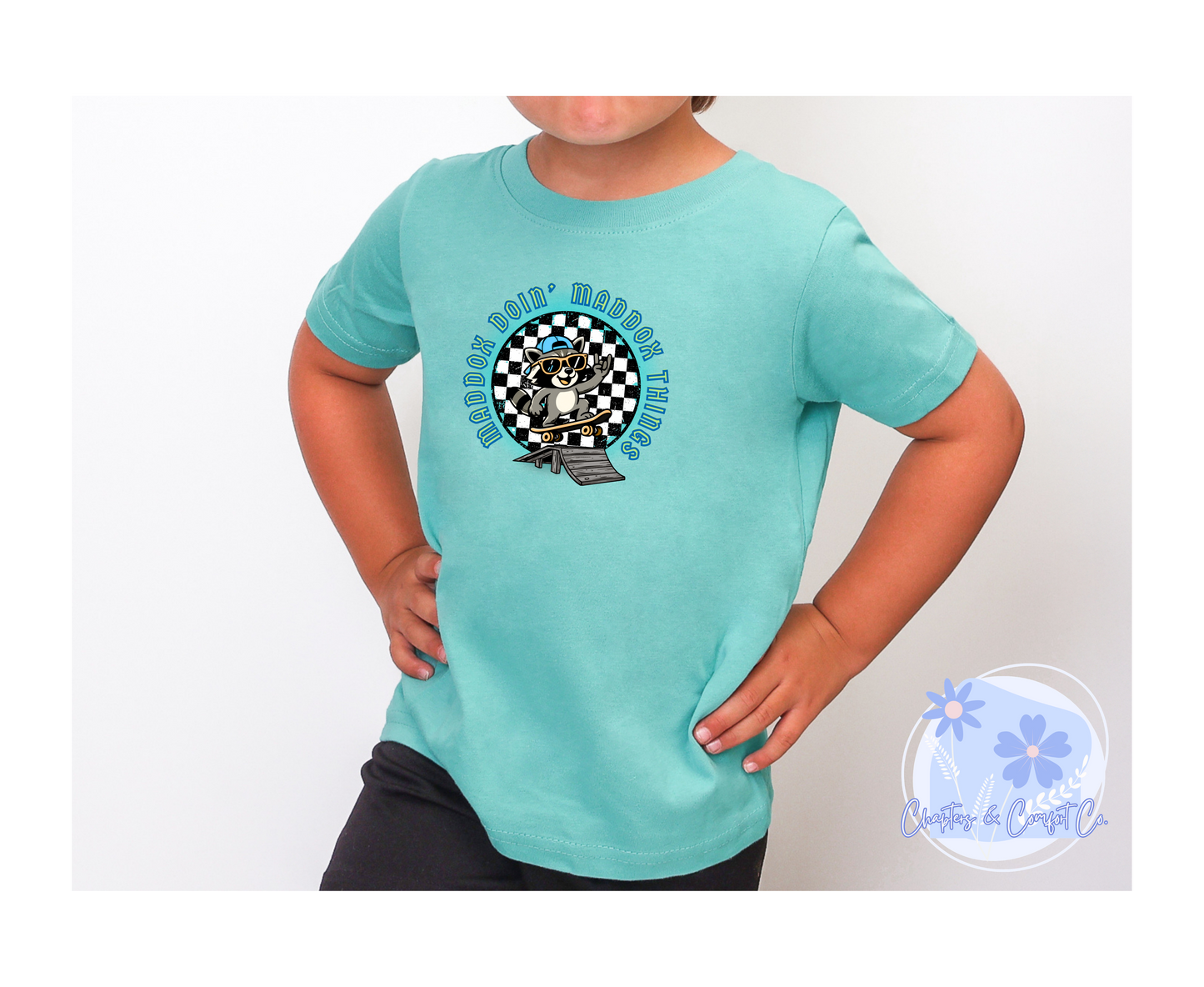 Personalizable Toddler Skateboard Tee "Maddox Doin' Maddox Things" – Kids Skateboard Shirt