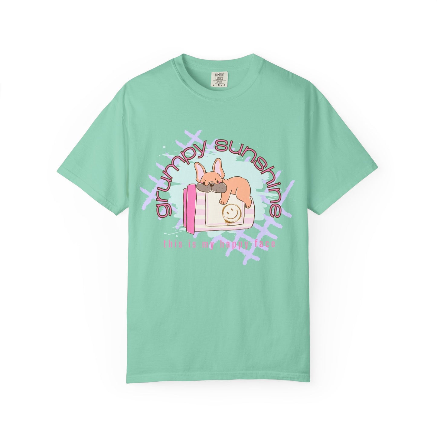 "Grumpy Sunshine" Puppy Graphic Tee (This Is My 'Happy' Face) — Comfort Colors® 1717 Tee