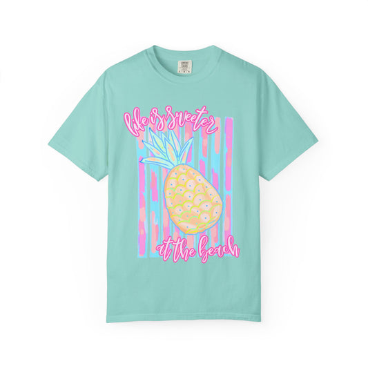 Pineapple at the Beach T-Shirt — Pastel Summer Graphic Tee