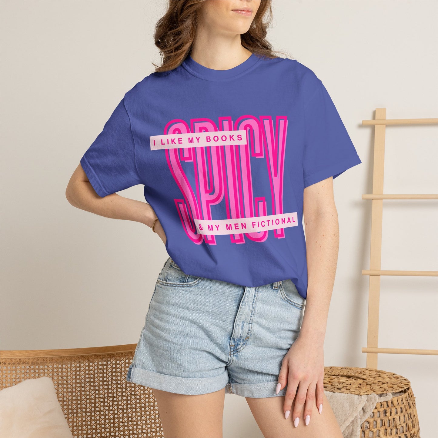 Spicy Book Lover T-Shirt — “I Like My Books Spicy & My Men Fictional” Graphic Tee