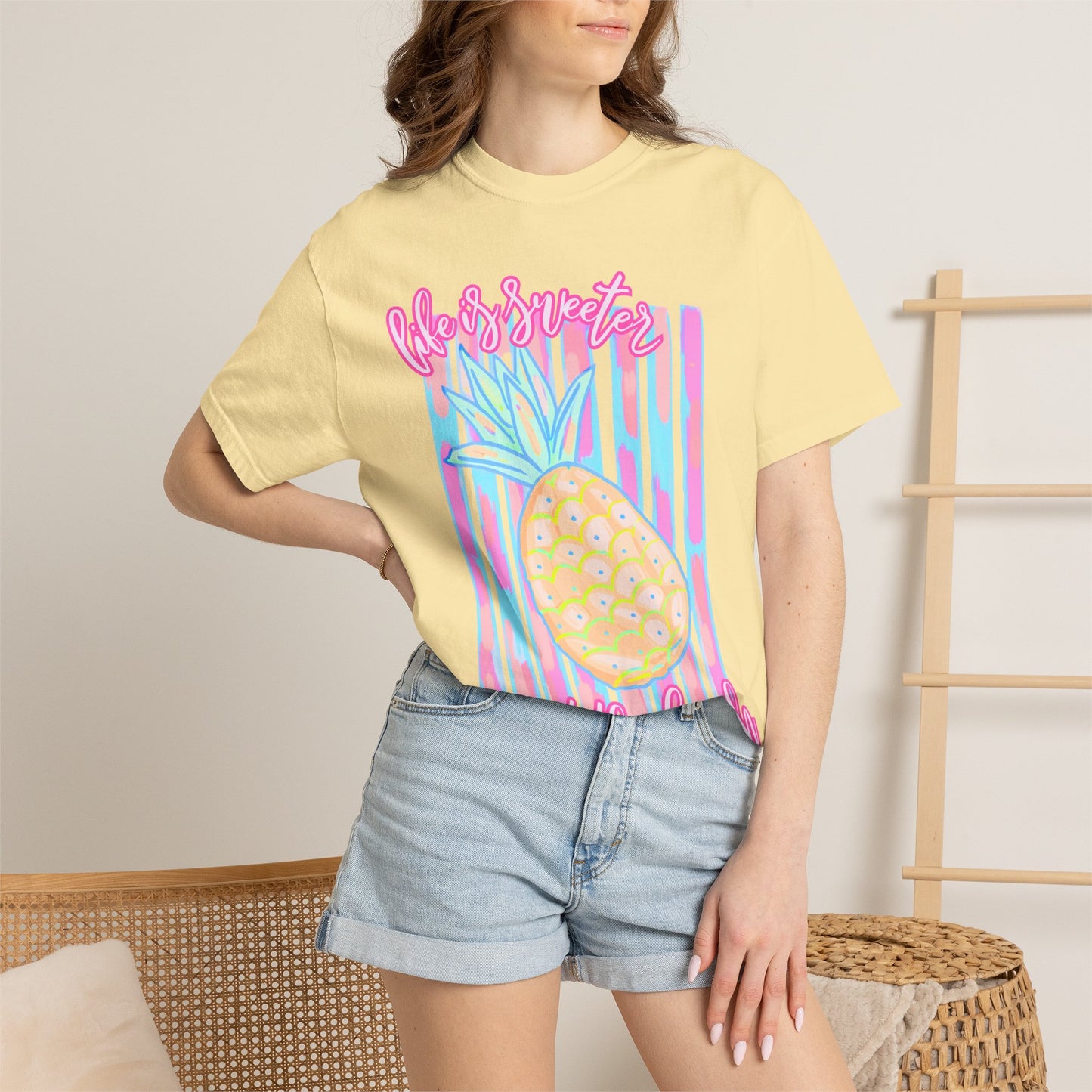 Pineapple at the Beach T-Shirt — Pastel Summer Graphic Tee