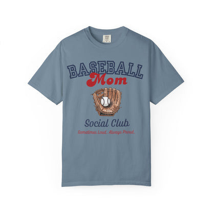 Baseball Mom Social Club T-Shirt — Vintage Glove Design