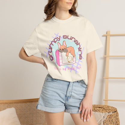 "Grumpy Sunshine" Puppy Graphic Tee (This Is My 'Happy' Face) — Comfort Colors® 1717 Tee