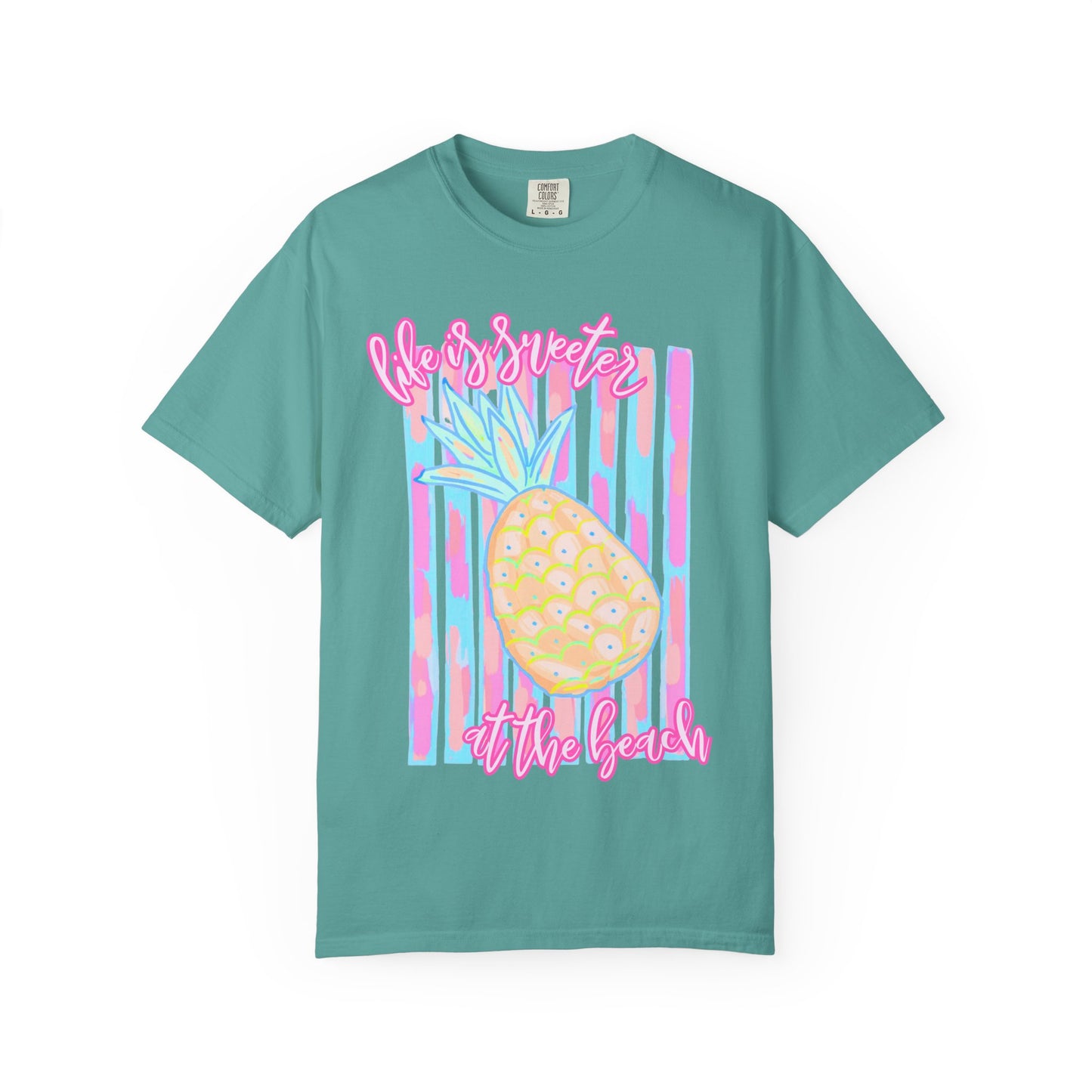 Pineapple at the Beach T-Shirt — Pastel Summer Graphic Tee