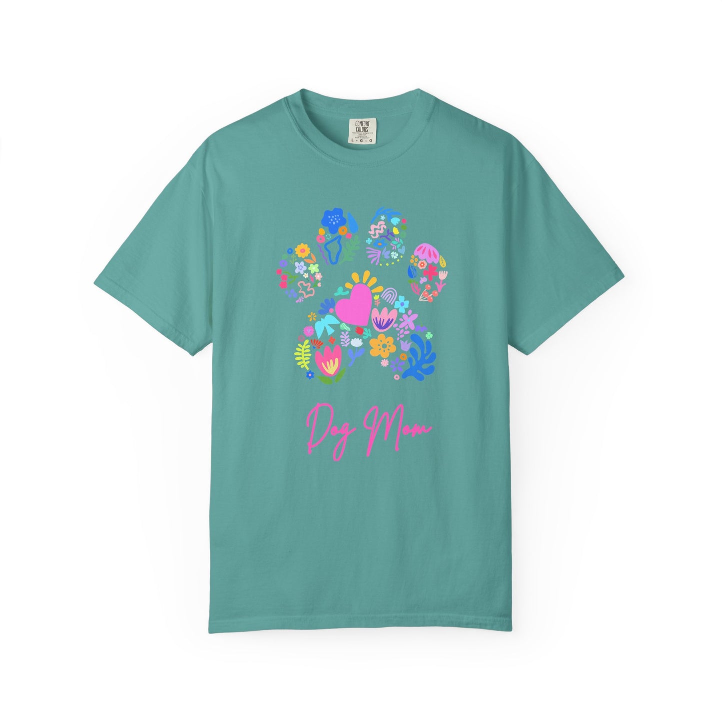 Dog Mom Floral Paw T-Shirt — Cute Veterinary & Pet Lover Gift