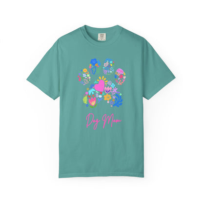 Dog Mom Floral Paw T-Shirt — Cute Veterinary & Pet Lover Gift