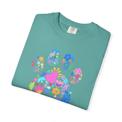 Cat Mom Floral Paw T-Shirt — Cute Colorful Cat Mom Tee