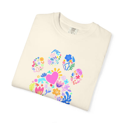 Cat Mom Floral Paw T-Shirt — Cute Colorful Cat Mom Tee