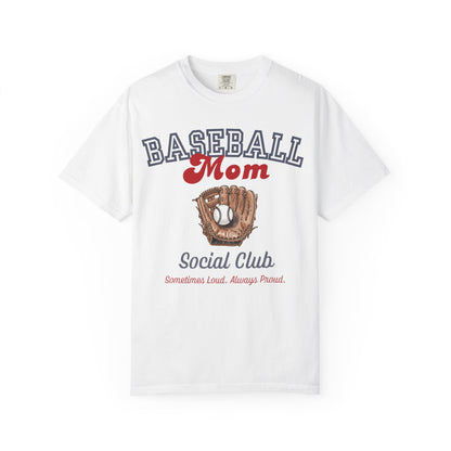 Baseball Mom Social Club T-Shirt — Vintage Glove Design