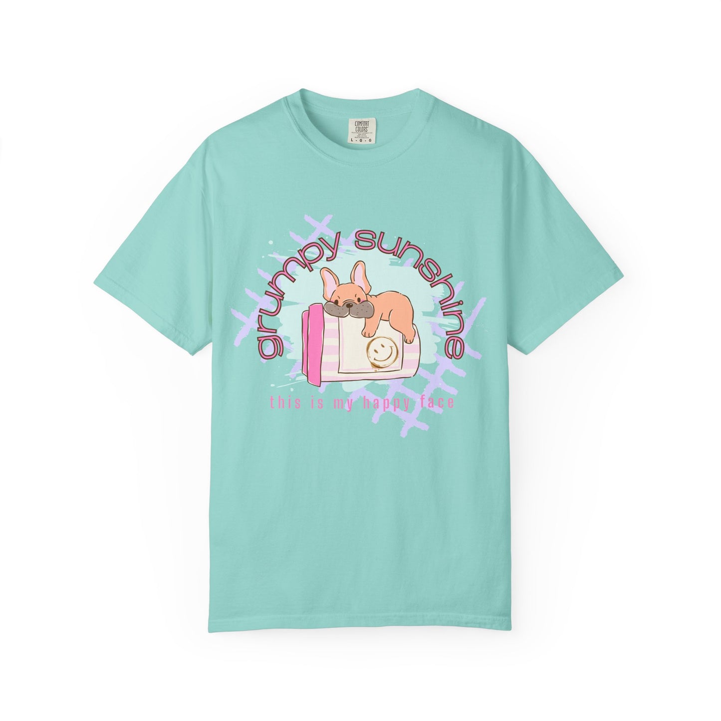 "Grumpy Sunshine" Puppy Graphic Tee (This Is My 'Happy' Face) — Comfort Colors® 1717 Tee