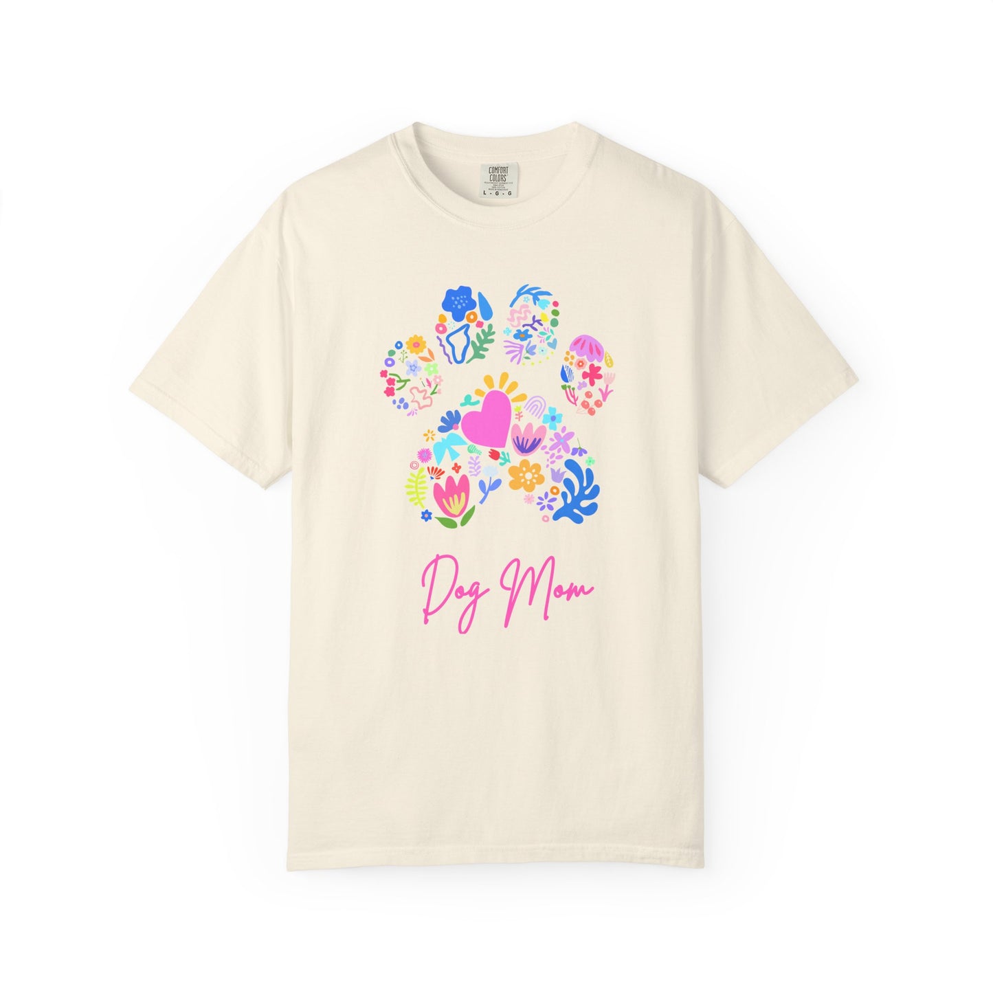 Dog Mom Floral Paw T-Shirt — Cute Veterinary & Pet Lover Gift