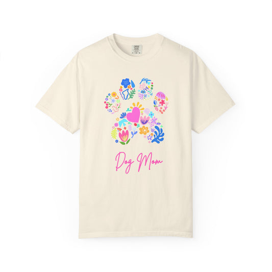 Dog Mom Floral Paw T-Shirt — Cute Veterinary & Pet Lover Gift