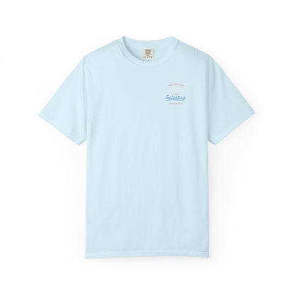 Surf Vibes Graphic T-Shirt — 'Waves, Free' Tricolor Chest & Back Design