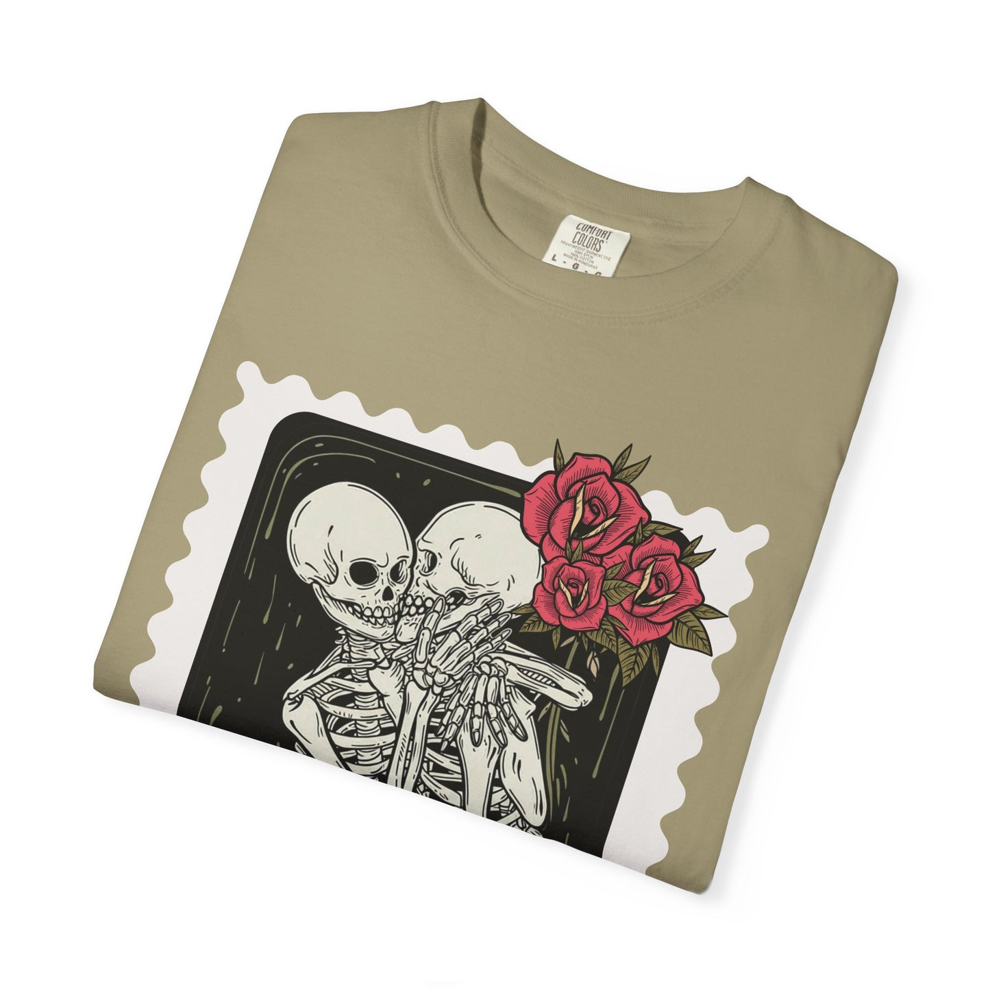 T-Shirt — 'The Fated Lovers' Skeleton Kiss Graphic Tee