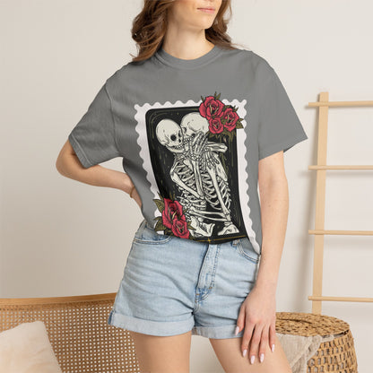 T-Shirt — 'The Fated Lovers' Skeleton Kiss Graphic Tee