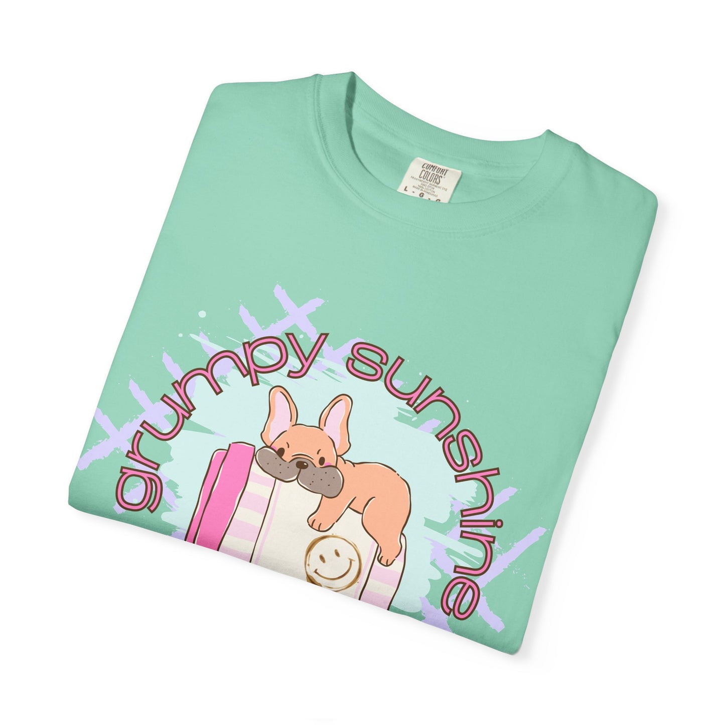 "Grumpy Sunshine" Puppy Graphic Tee (This Is My 'Happy' Face) — Comfort Colors® 1717 Tee