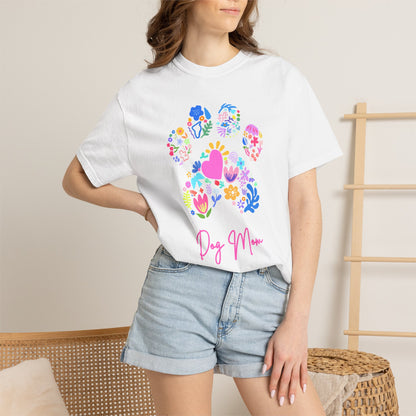 Dog Mom Floral Paw T-Shirt — Cute Veterinary & Pet Lover Gift